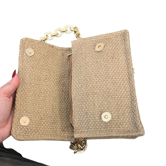 CHRISTIAN DIOR Raffia Jute Handbag with Acrylic and Metal Chain - Picture 8 of 12